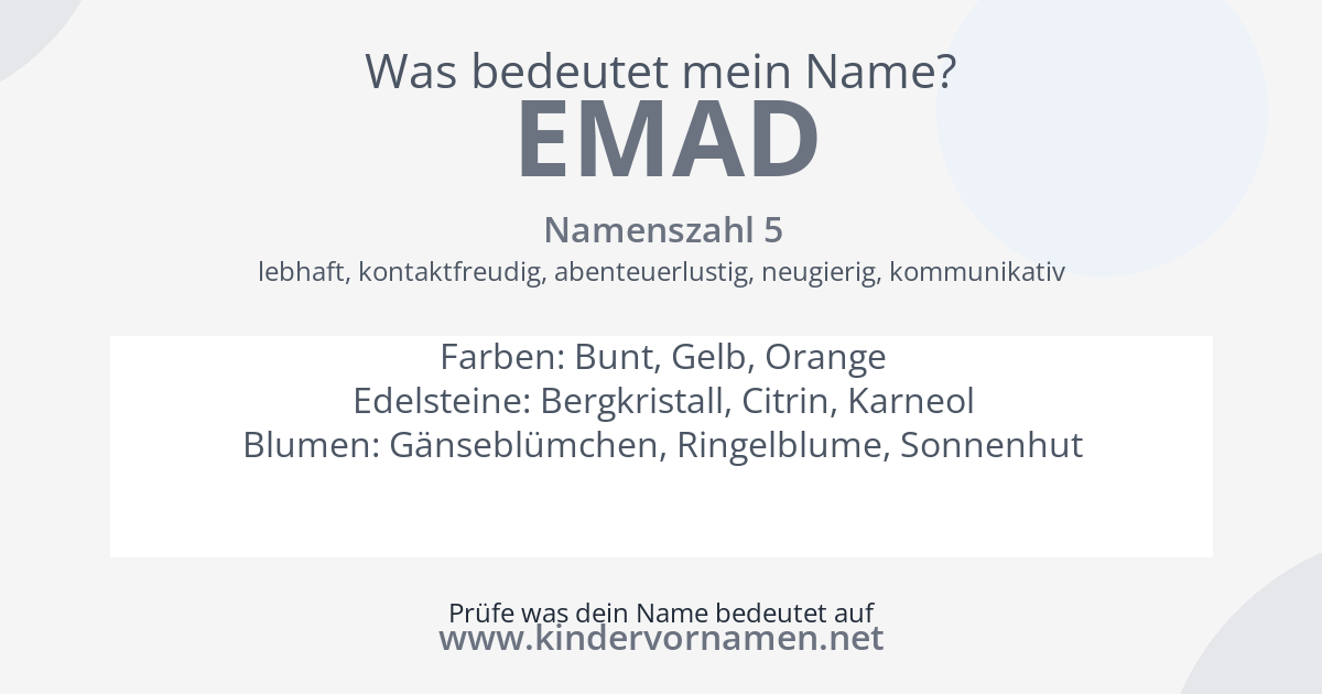 Was bedeutet der Name Emad?