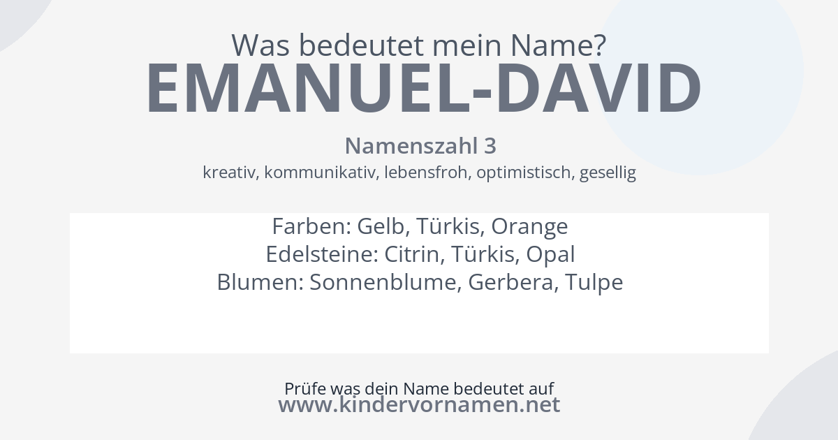 Was bedeutet der Name Emanuel-David?