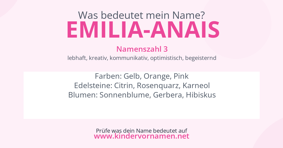 Was bedeutet der Name Emilia-Anais?