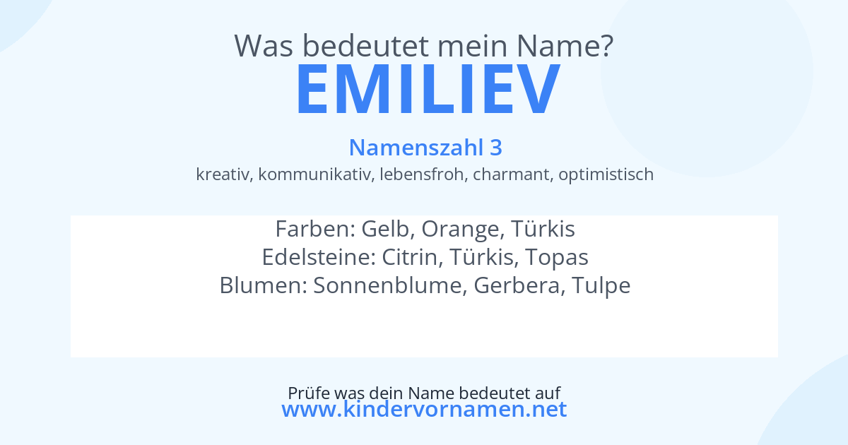 Was bedeutet der Name Emiliev?