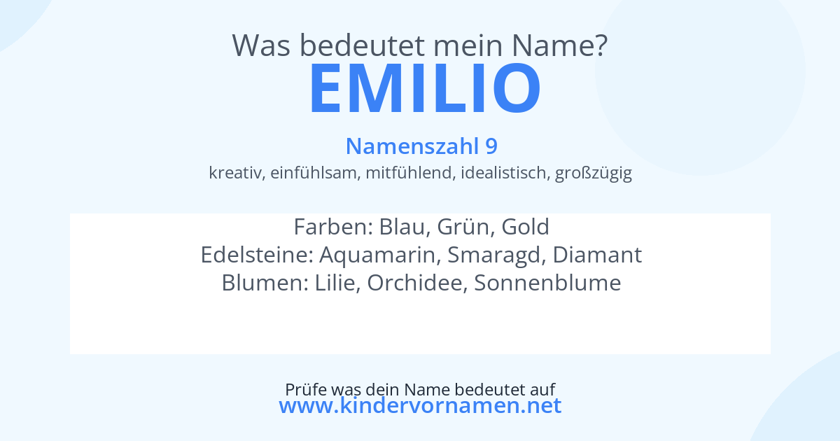 Was bedeutet der Name Emilio?