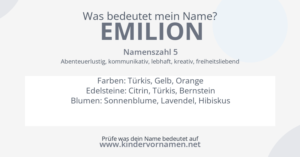 Was bedeutet der Name Emilion?