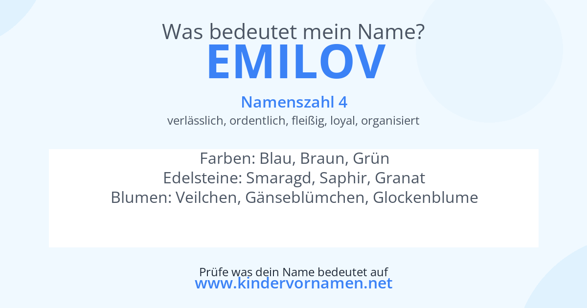 Was bedeutet der Name Emilov?