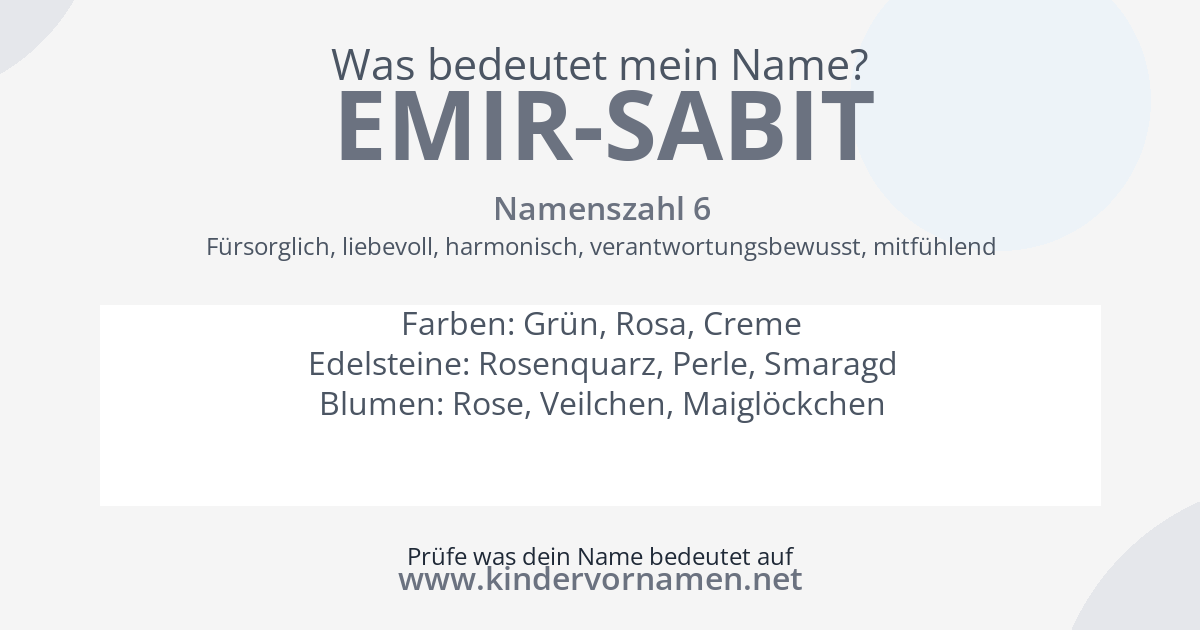 Was bedeutet der Name Emir-Sabit?