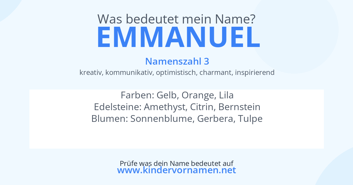 Was bedeutet der Name Emmanuel?