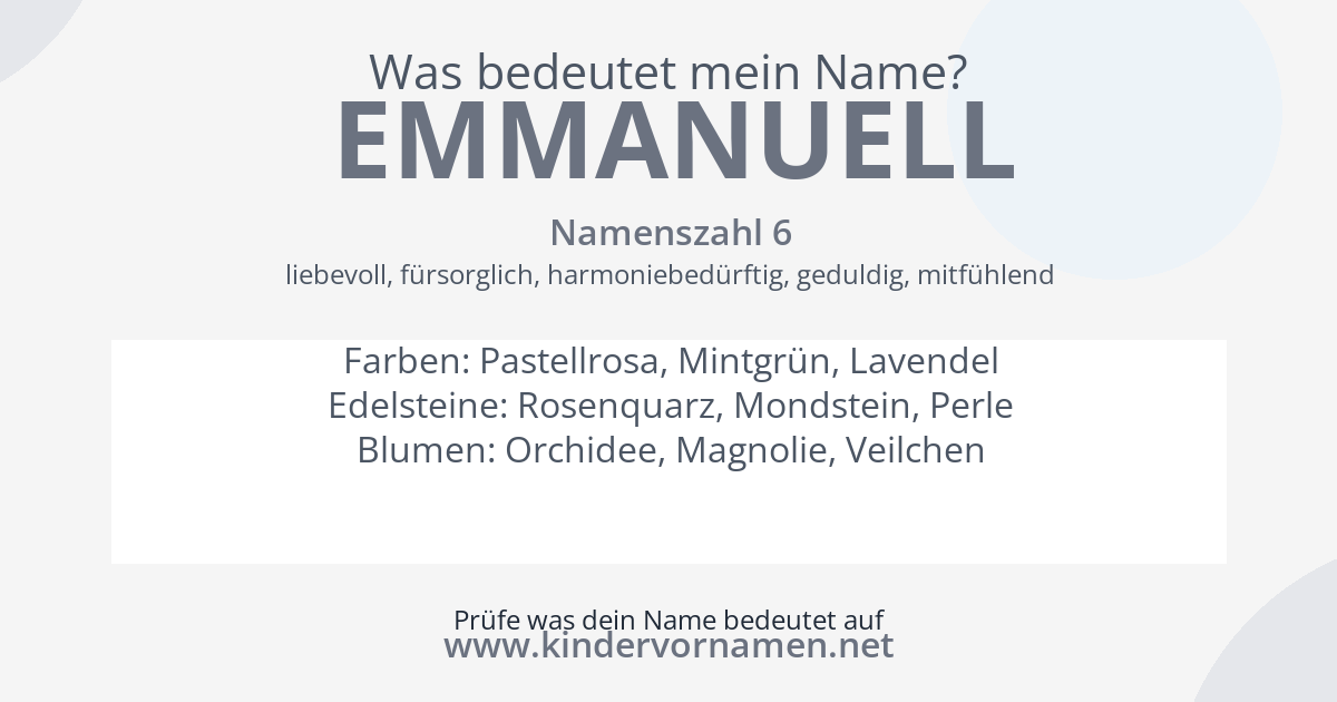 Was bedeutet der Name Emmanuell?