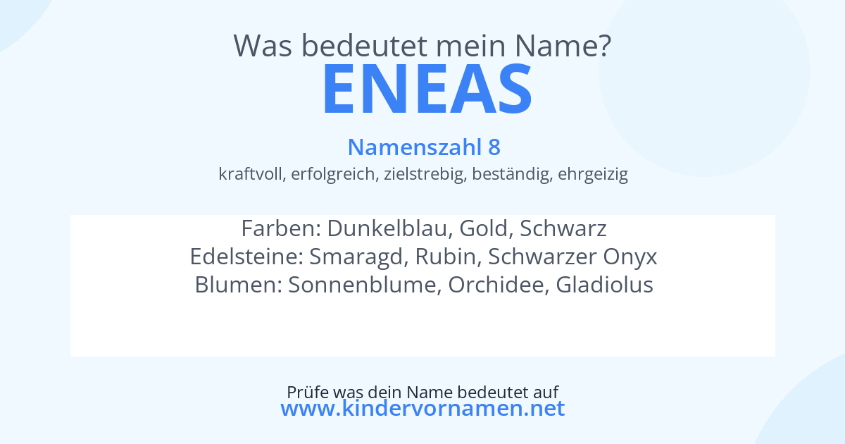 Was bedeutet der Name Eneas?