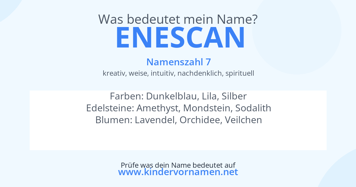 Was bedeutet der Name Enescan?