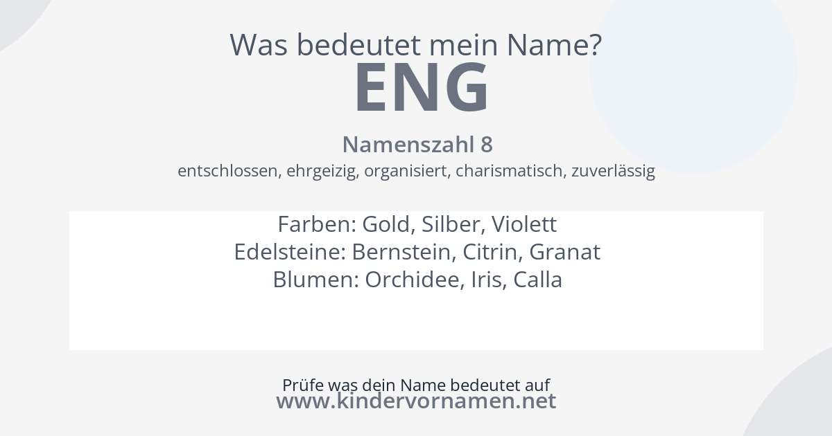 Was bedeutet der Name Eng?