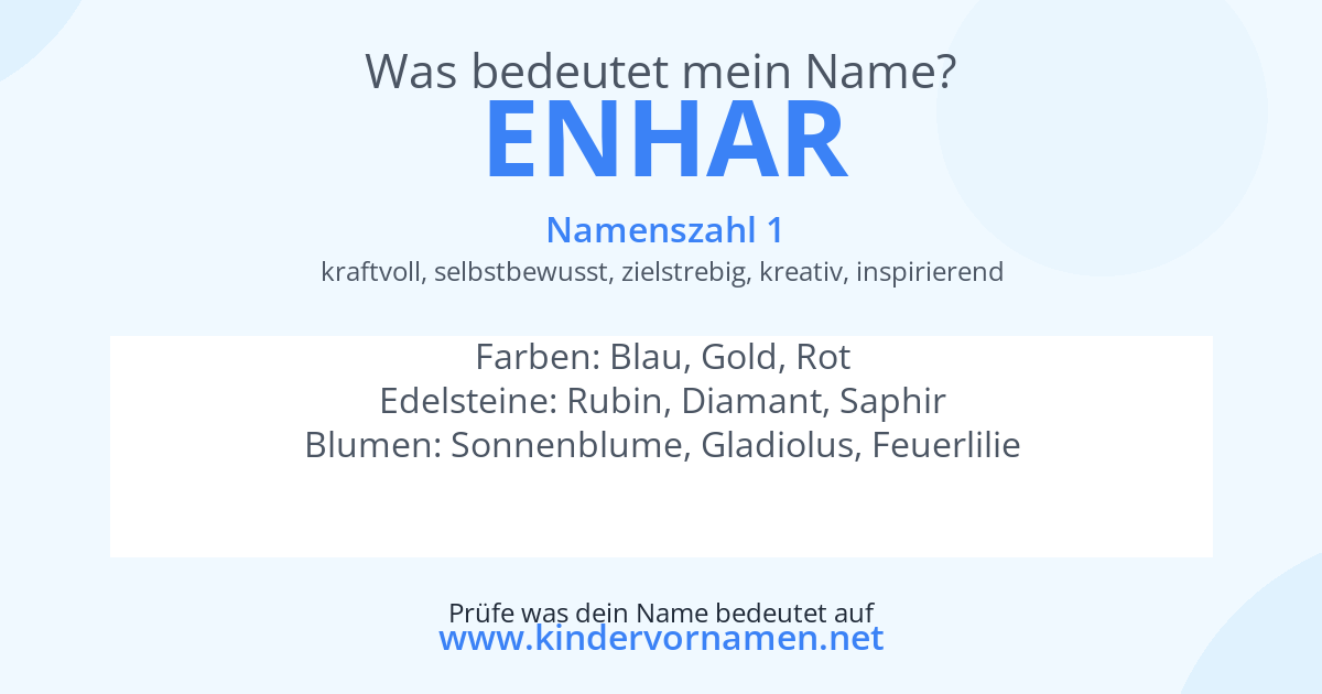 Was bedeutet der Name Enhar?