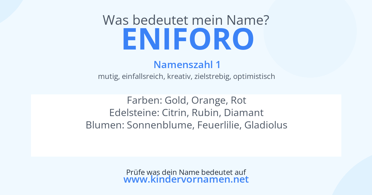 Was bedeutet der Name Eniforo?