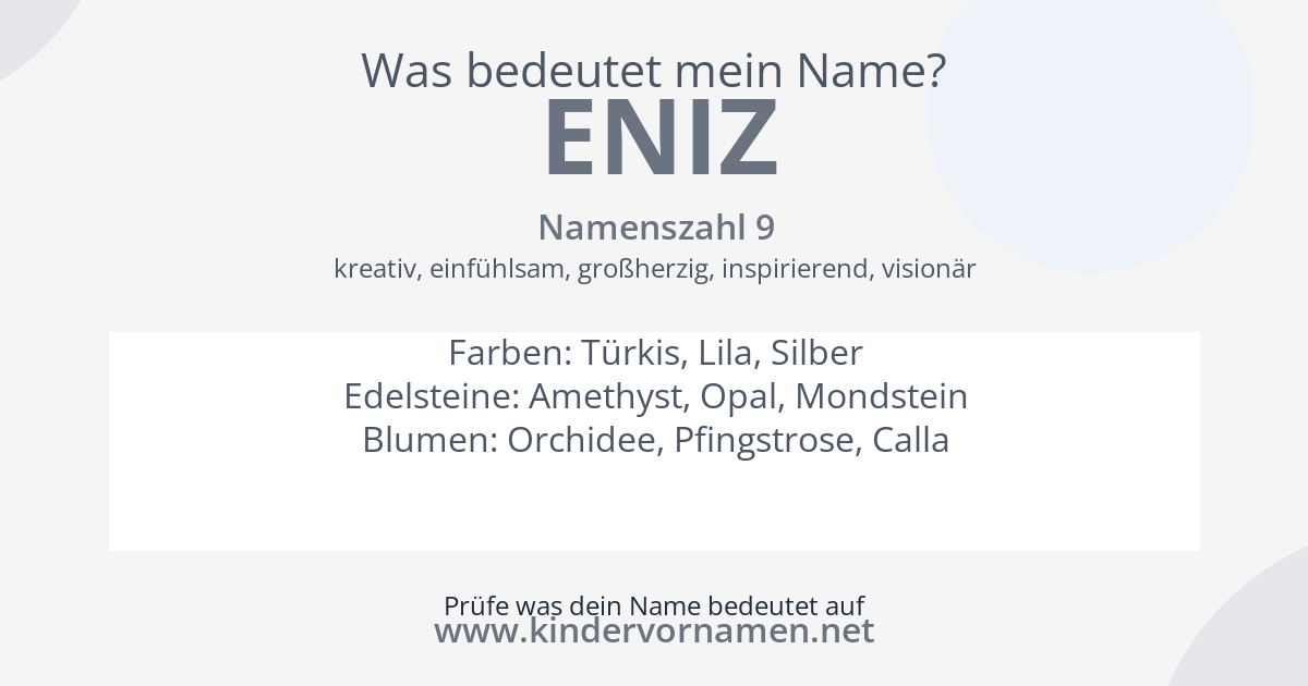 Was bedeutet der Name Eniz?