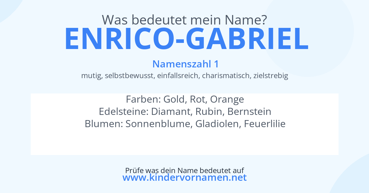 Was bedeutet der Name Enrico-Gabriel?