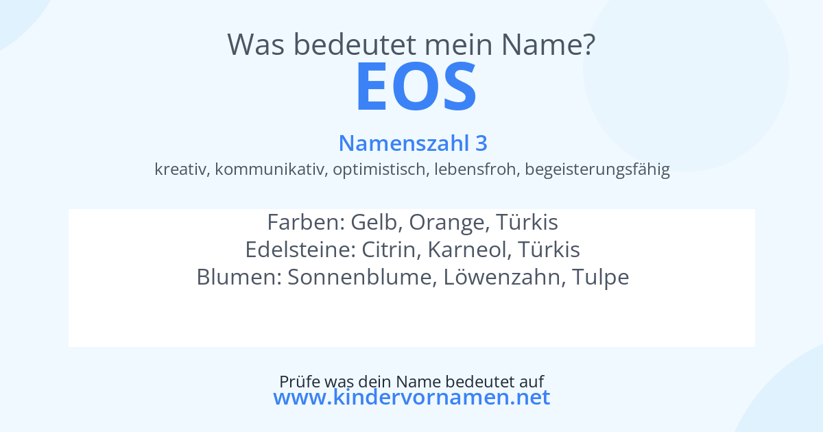 Was bedeutet der Name Eos?