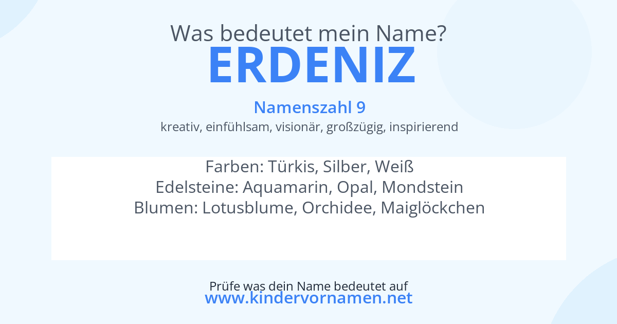 Was bedeutet der Name Erdeniz?
