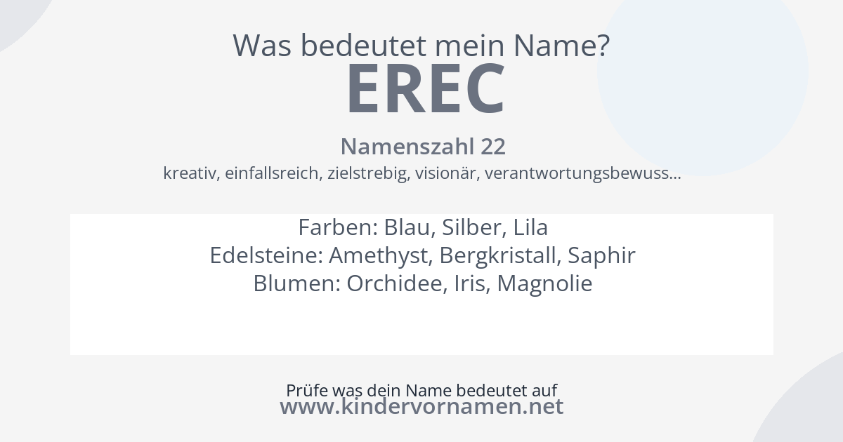 Was bedeutet der Name Erec?