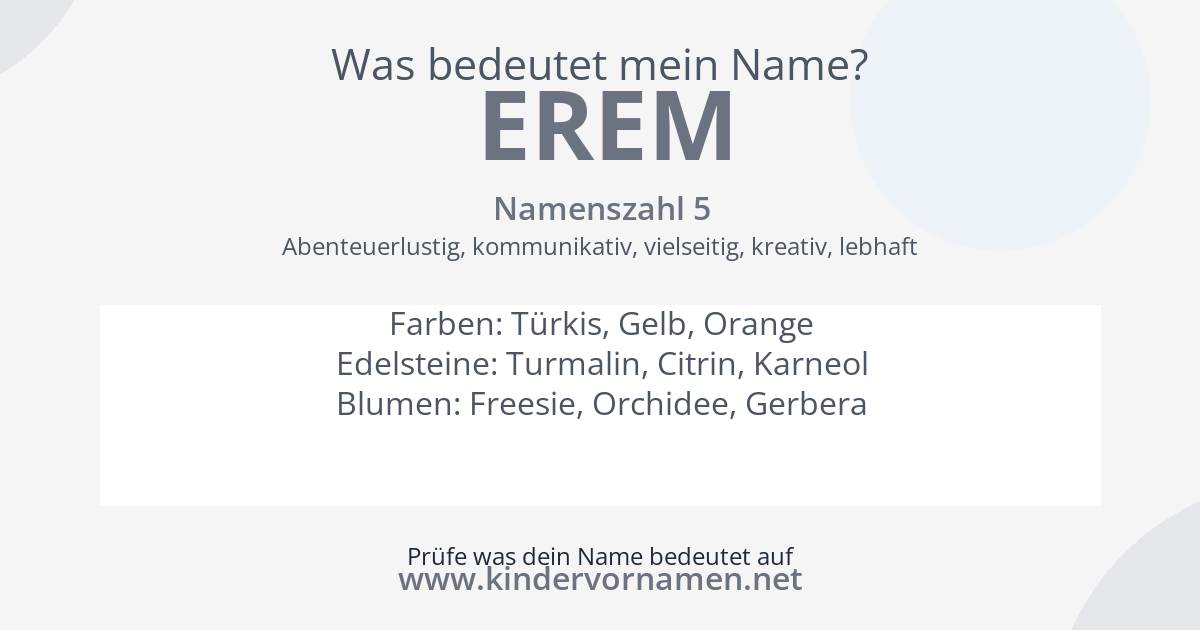 Was bedeutet der Name Erem?