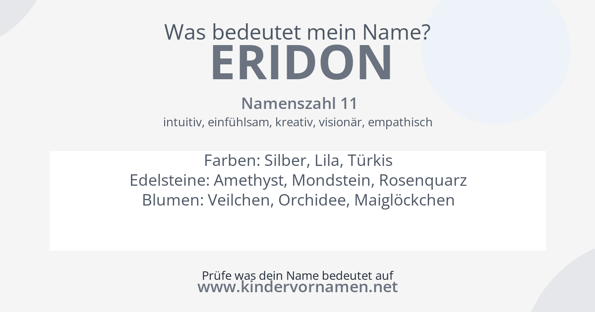 Was bedeutet der Name Eridon?