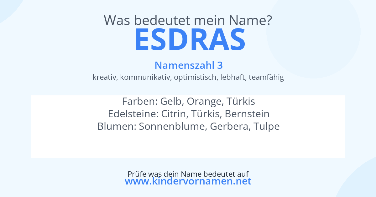 Was bedeutet der Name Esdras?