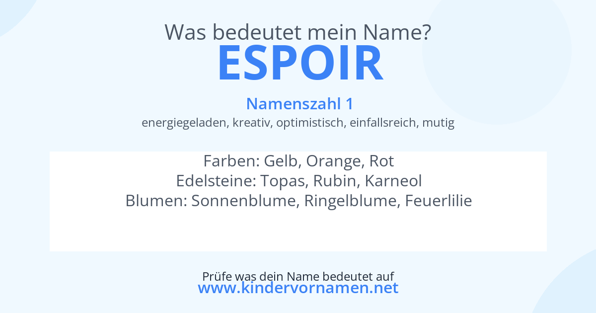Was bedeutet der Name Espoir?