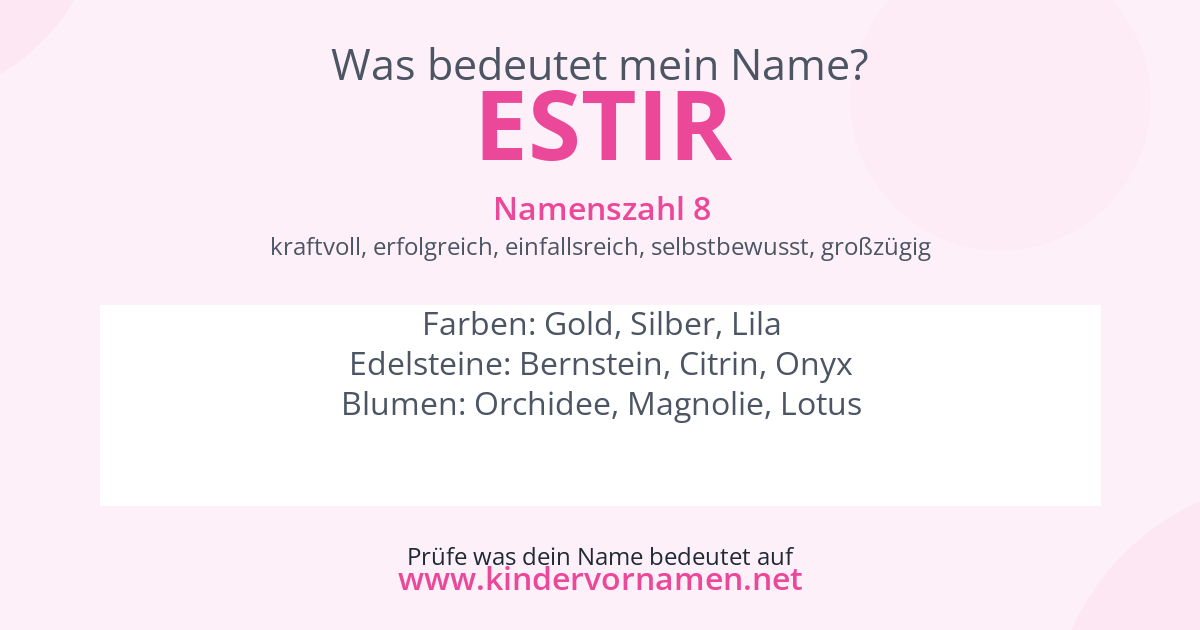Was bedeutet der Name Estir?