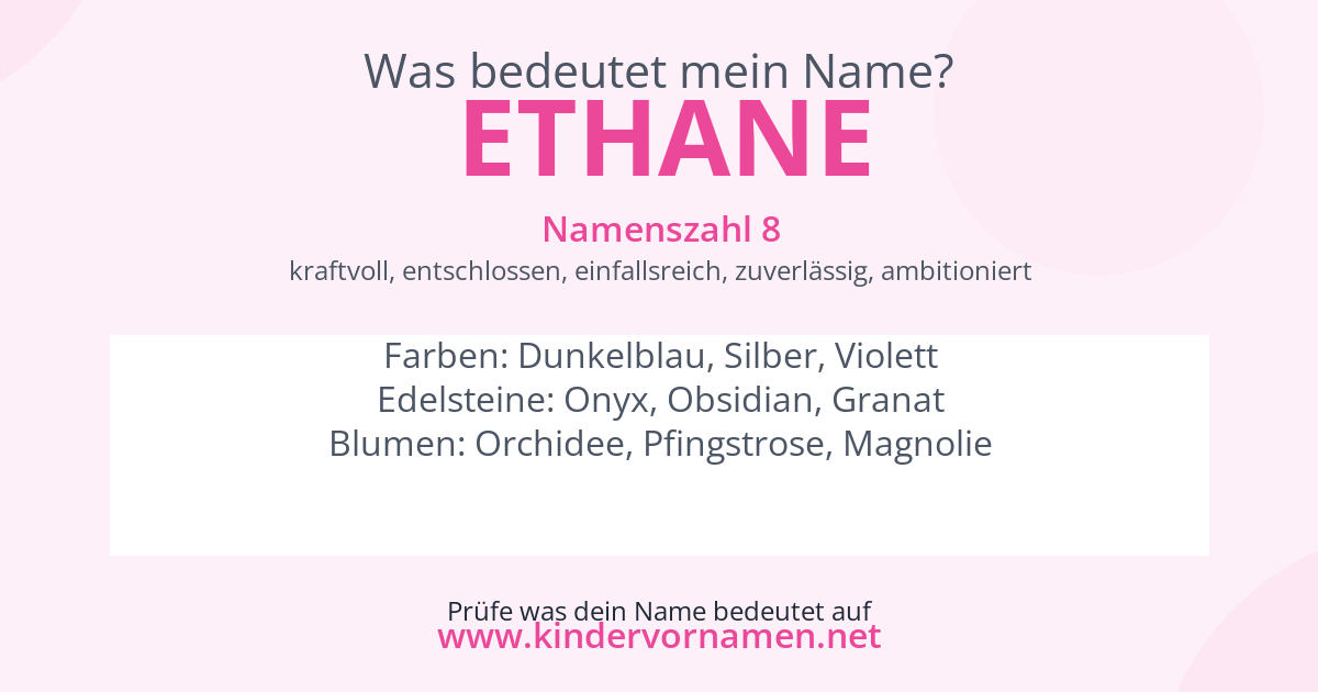 Was bedeutet der Name Ethane?