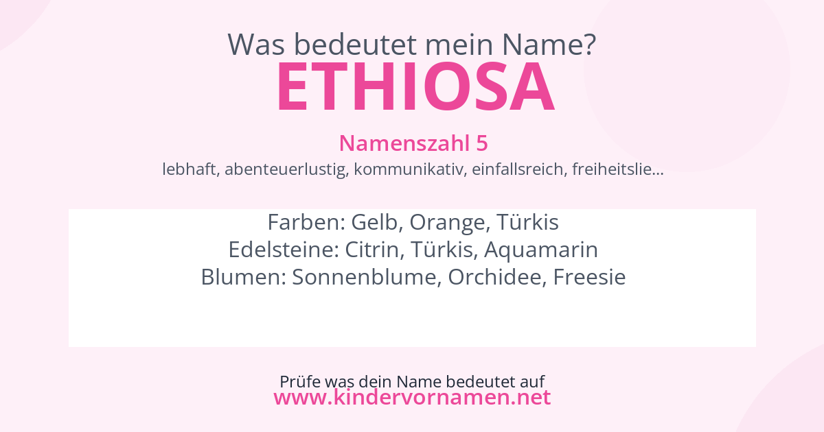 Was bedeutet der Name Ethiosa?