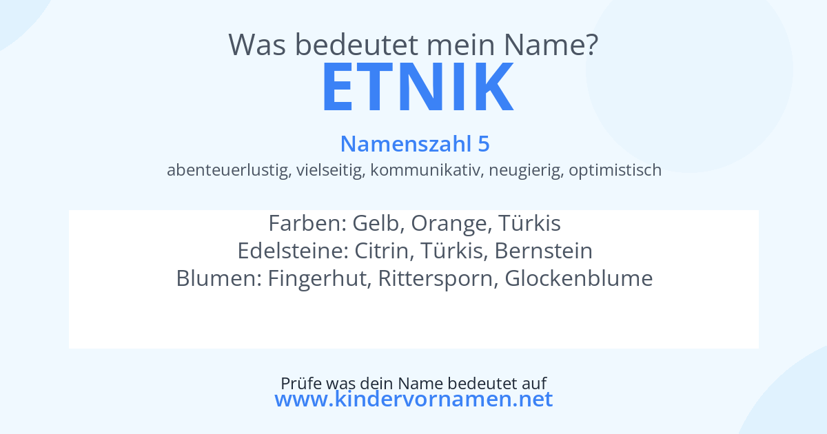 Was bedeutet der Name Etnik?