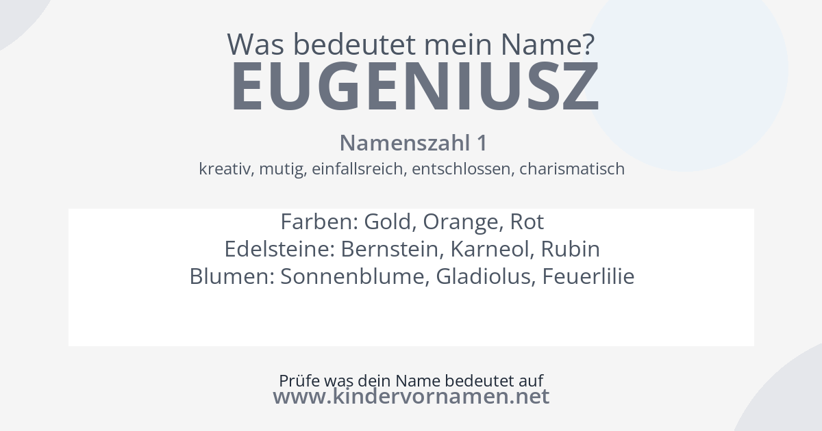 Was bedeutet der Name Eugeniusz?