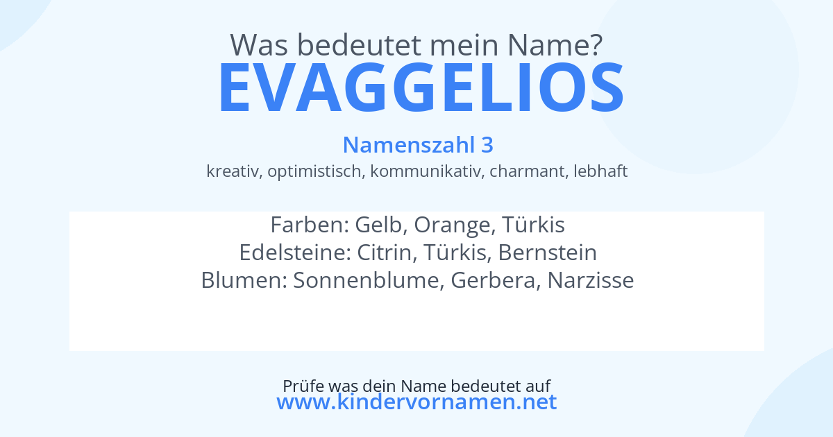 Was bedeutet der Name Evaggelios?