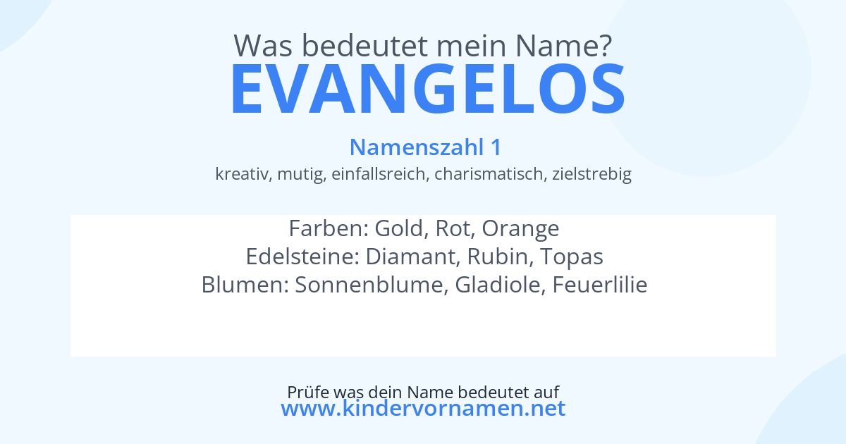 Was bedeutet der Name Evangelos?