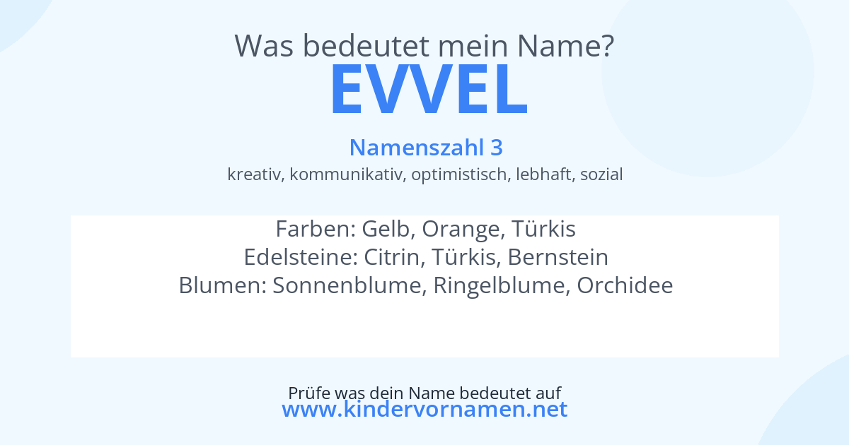 Was bedeutet der Name Evvel?