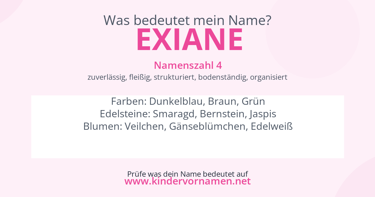 Was bedeutet der Name Exiane?
