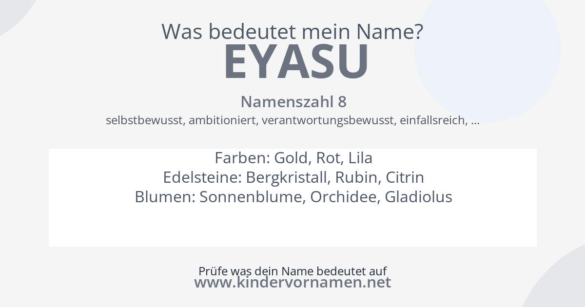 Was bedeutet der Name Eyasu?