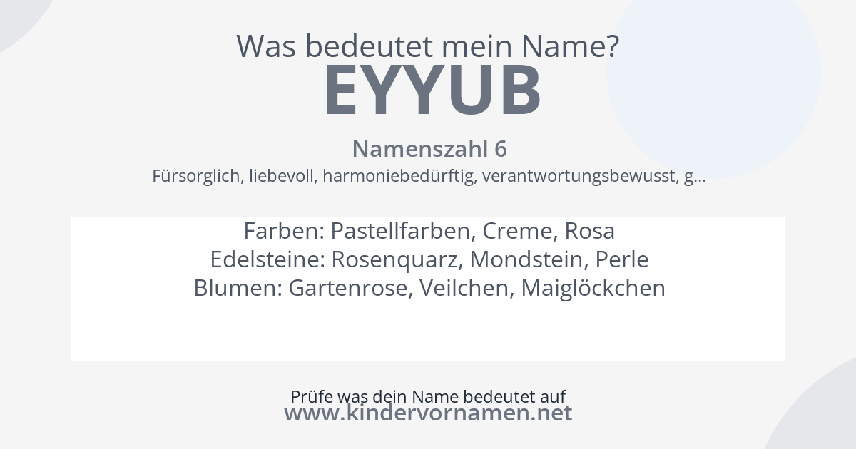 Was bedeutet der Name Eyyub?
