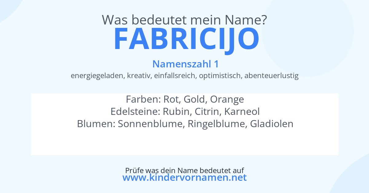 Was bedeutet der Name Fabricijo?