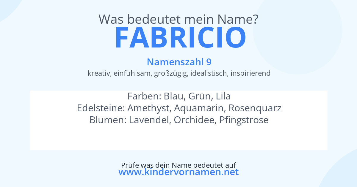 Was bedeutet der Name Fabricio?
