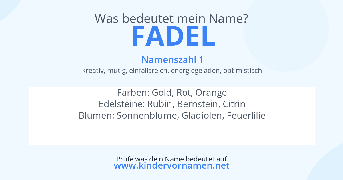 Was bedeutet der Name Fadel?