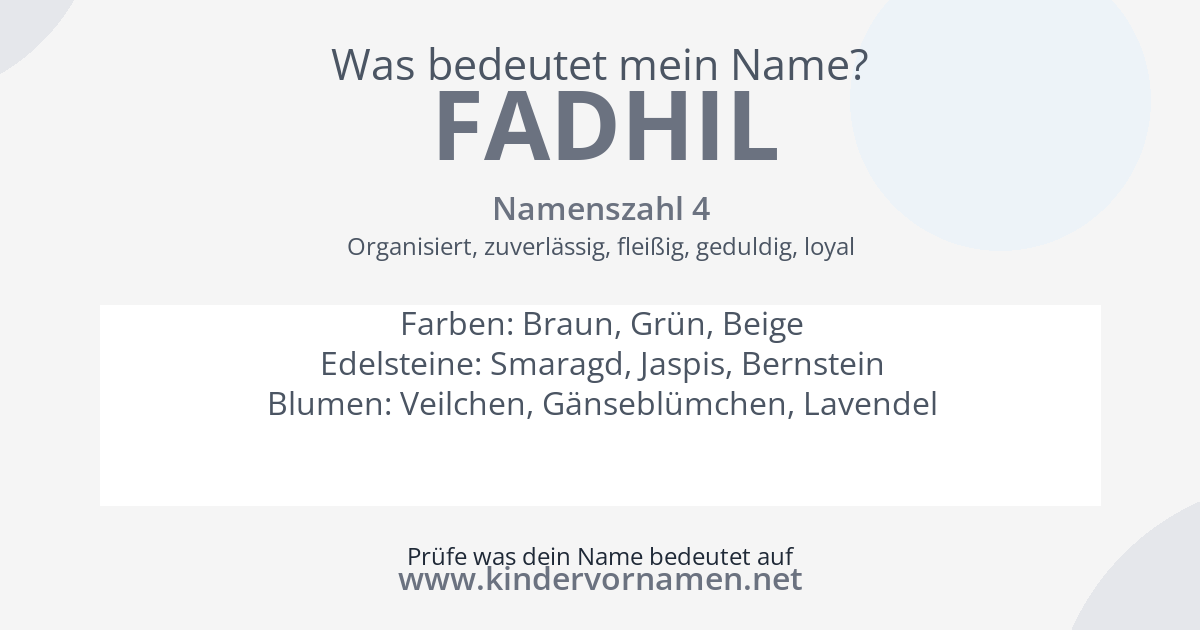 Was bedeutet der Name Fadhil?