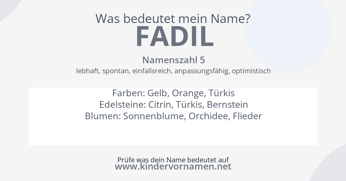 Was bedeutet der Name Fadil?