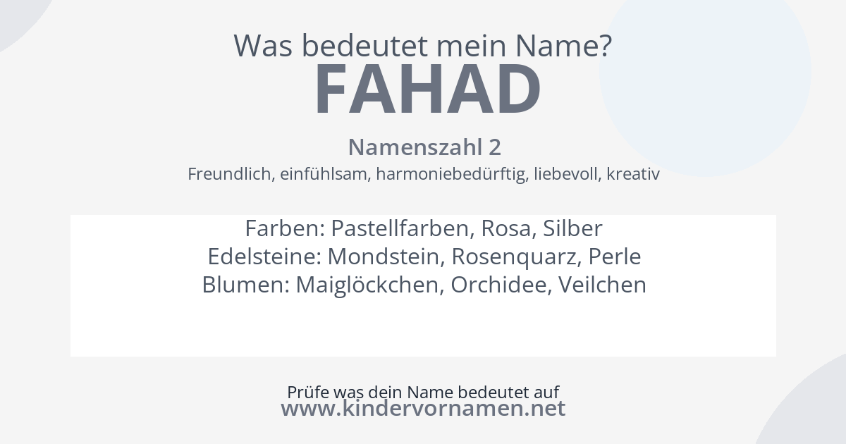 Was bedeutet der Name Fahad?