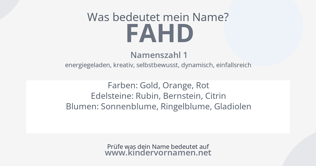 Was bedeutet der Name Fahd?
