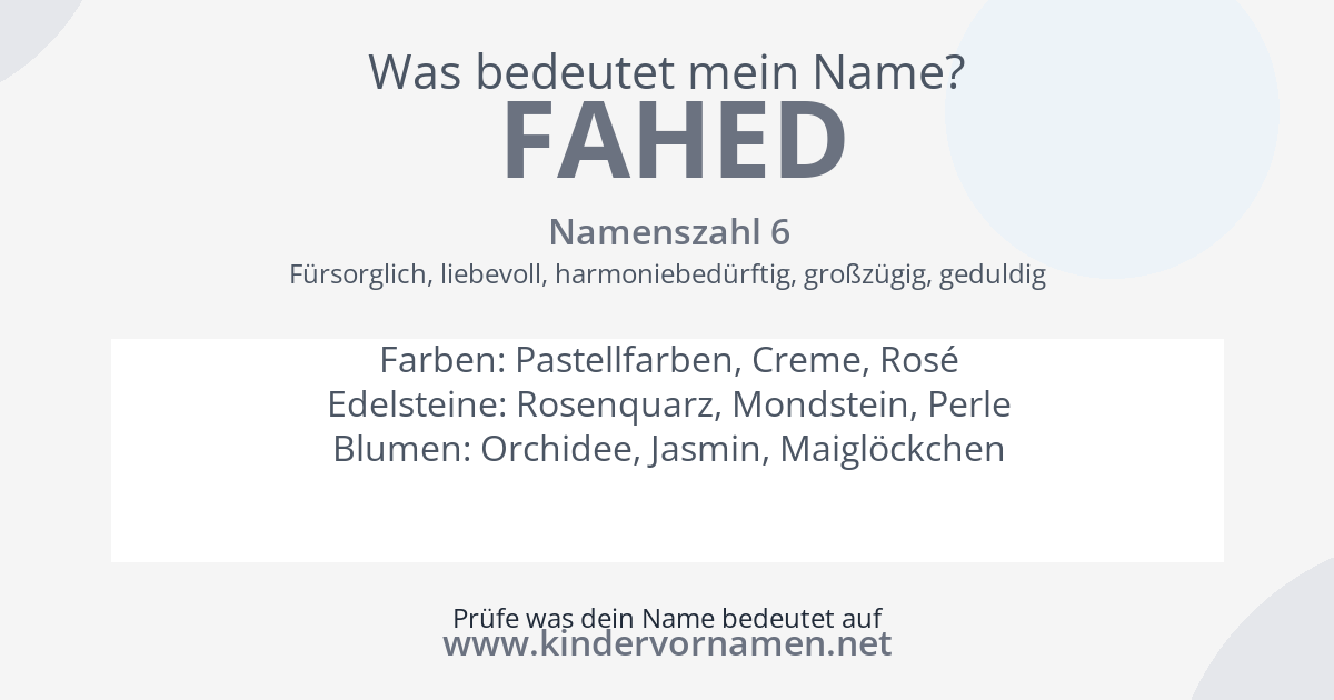 Was bedeutet der Name Fahed?