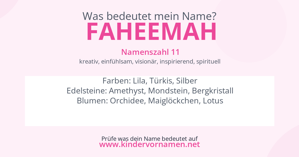 Was bedeutet der Name Faheemah?