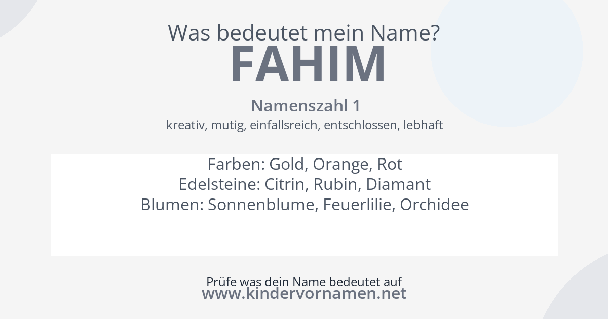 Was bedeutet der Name Fahim?