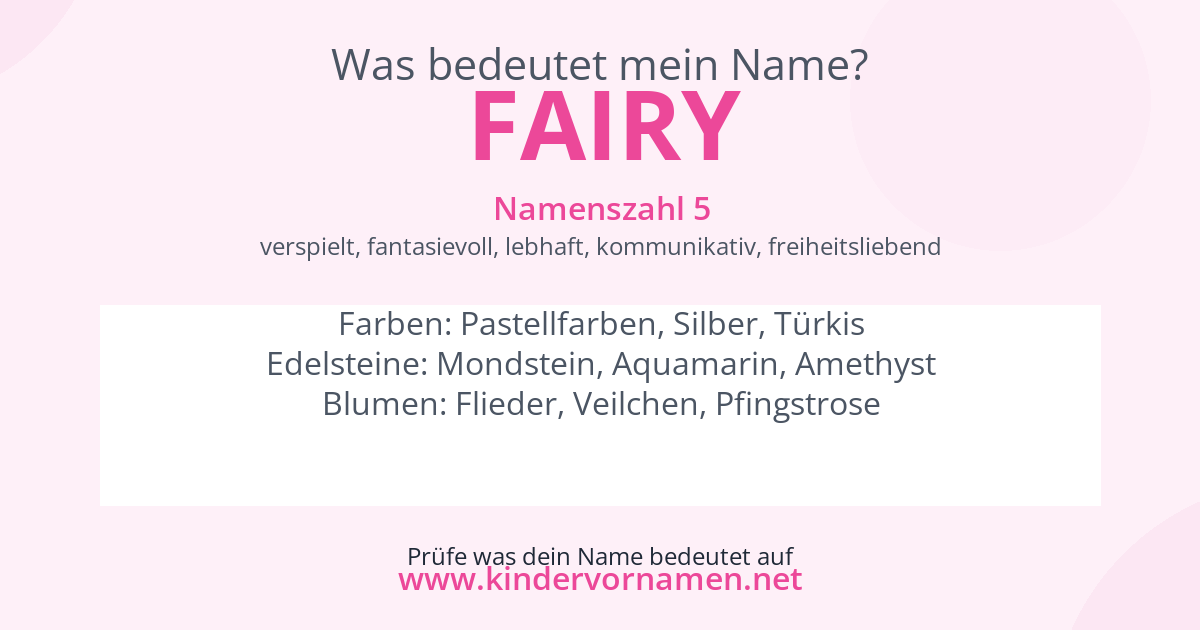 Was bedeutet der Name Fairy?
