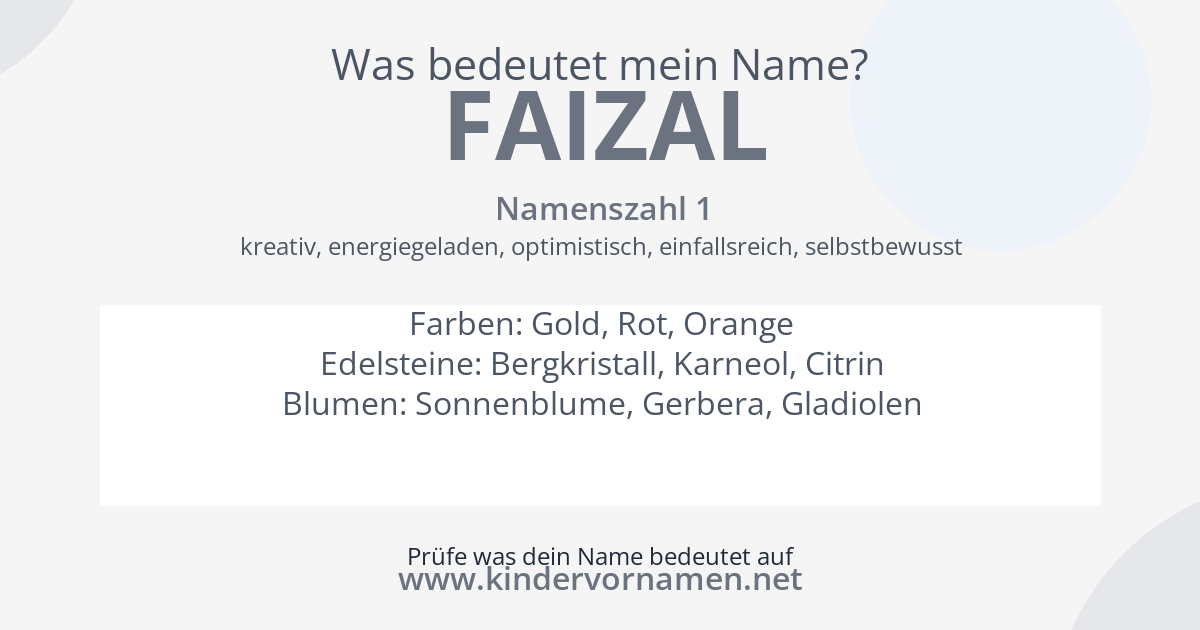 Was bedeutet der Name Faizal?