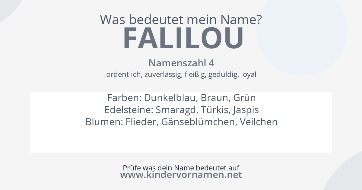 Was bedeutet der Name Falilou?