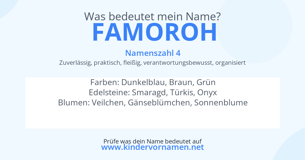 Was bedeutet der Name Famoroh?