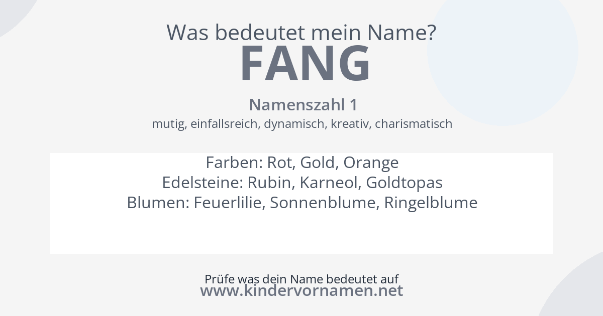 Was bedeutet der Name Fang?